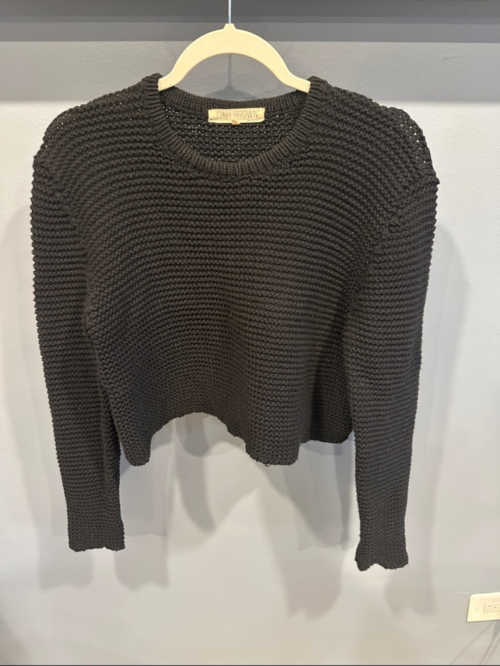 JOAH BROWN Black Crop Long Sleeve Sweater Top  Women's One Size